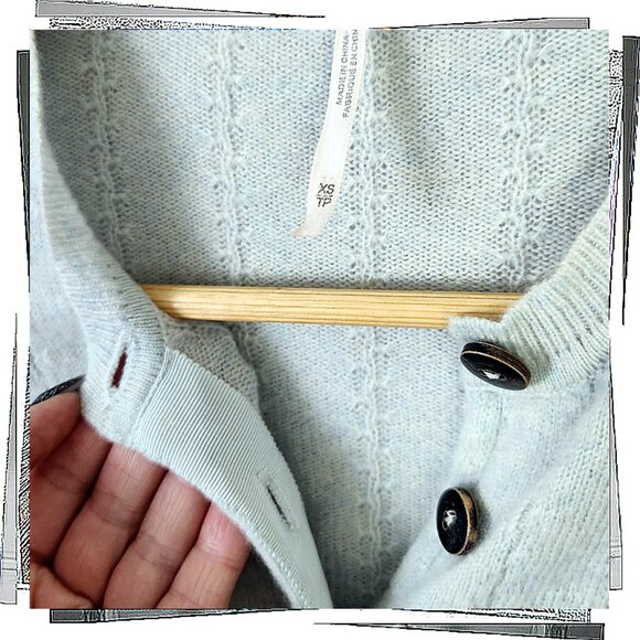 Cropped Baby Blue "Everyday Cashmere Cardi" (XS) by Free People - Picture 4 of 5